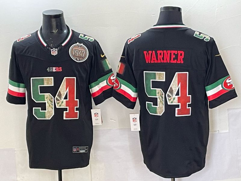 Men 2025 Nike San Francisco 49ers #54 Warner Black Mexico Limited NFL Jersey style 03